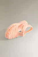 RUBBERIZED CAGE SANDALS WITH HOOK-AND-LOOP STRAP