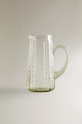 RAISED DESIGN GLASS PITCHER