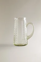 RAISED DESIGN GLASS PITCHER