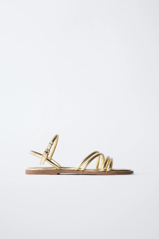 METALLIC STRAP SANDALS
