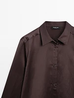 Flowing long sleeve satin shirt