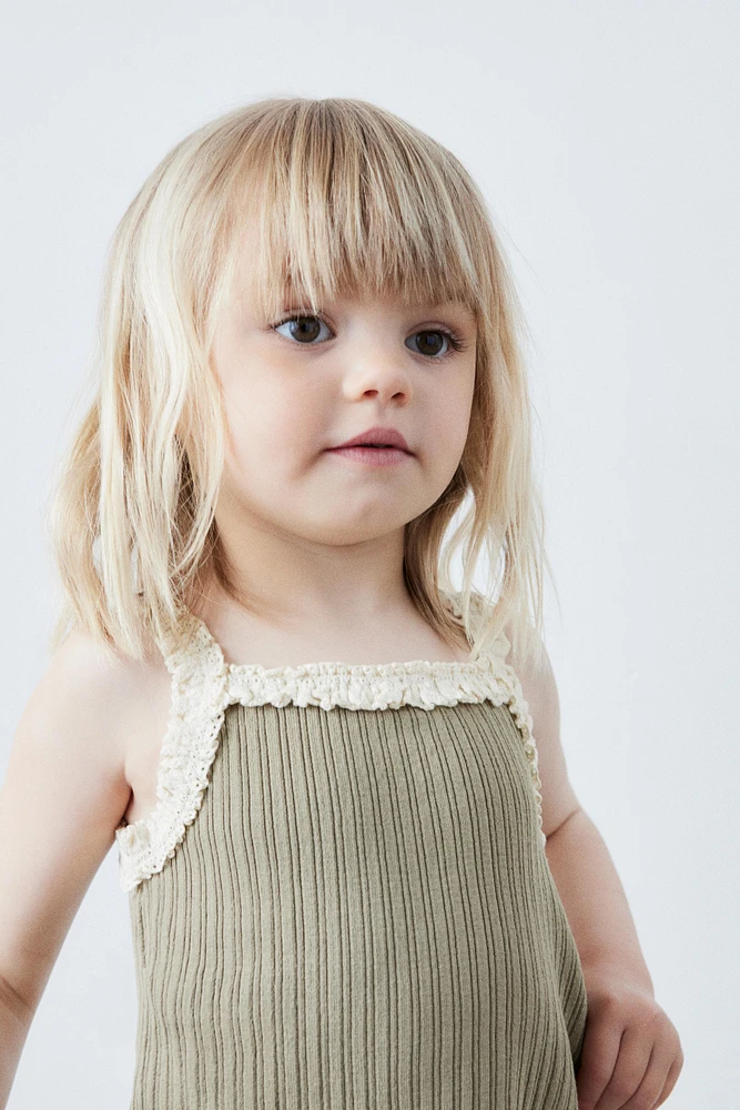 KNIT TOP WITH LACE STRAPS