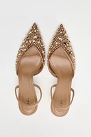 BEADED MESH SLINGBACK HEELS