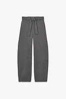 WIDE LEG BELTED PANTS
