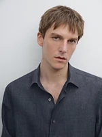 Slim fit faded 100% linen shirt