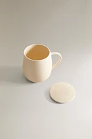 PLAIN STONEWARE TEACUP WITH LID
