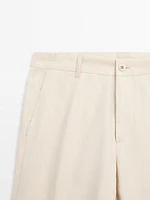 100% linen tapered fit trousers