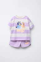 ENSEMBLE JOGGING T-SHIRT ET BERMUDA RAYURES BLUEY © LUDO STUDIO