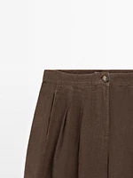 100% linen wide-leg trousers