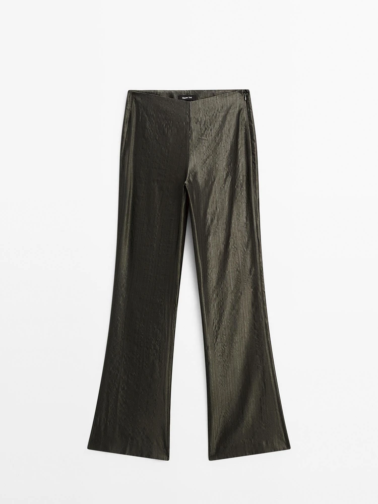 Pantalon flare mid-rise jacquard