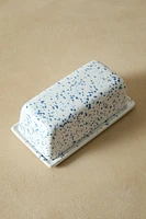 SPLATTERED STONEWARE BUTTER DISH