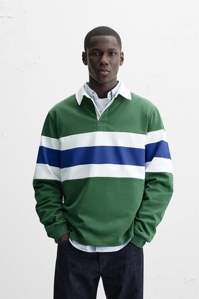 POLO EN JACQUARD À RAYURES