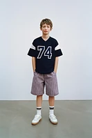 EMBROIDERED NUMBER KNIT T-SHIRT