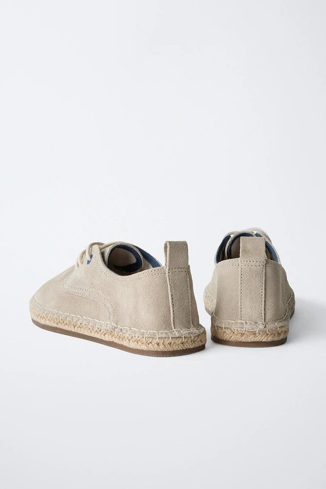 LIMITED EDITION LEATHER AND JUTE DERBY SHOES
