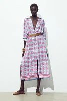 ROBE MIDI IMPRIMÉE CEINTURE
