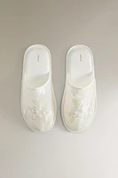 EMBROIDERED ORGANZA MULE SLIPPERS