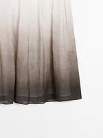 Ombré print box pleat midi skirt