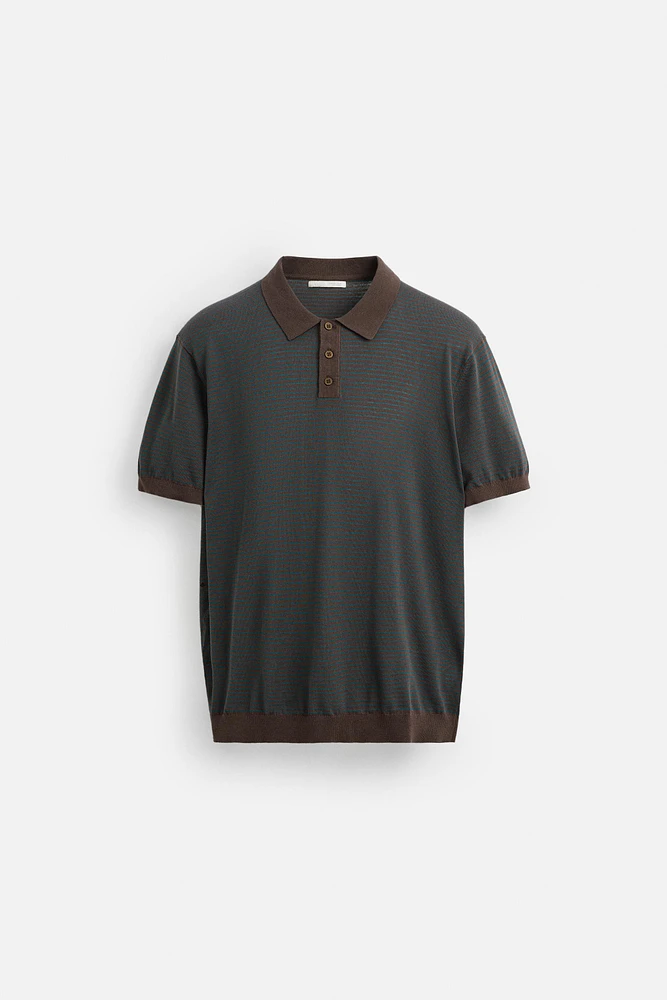 POLO EN MAILLE JACQUARD À RAYURES