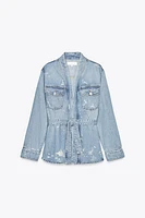 RIPPED TRF DENIM OVERSHIRT