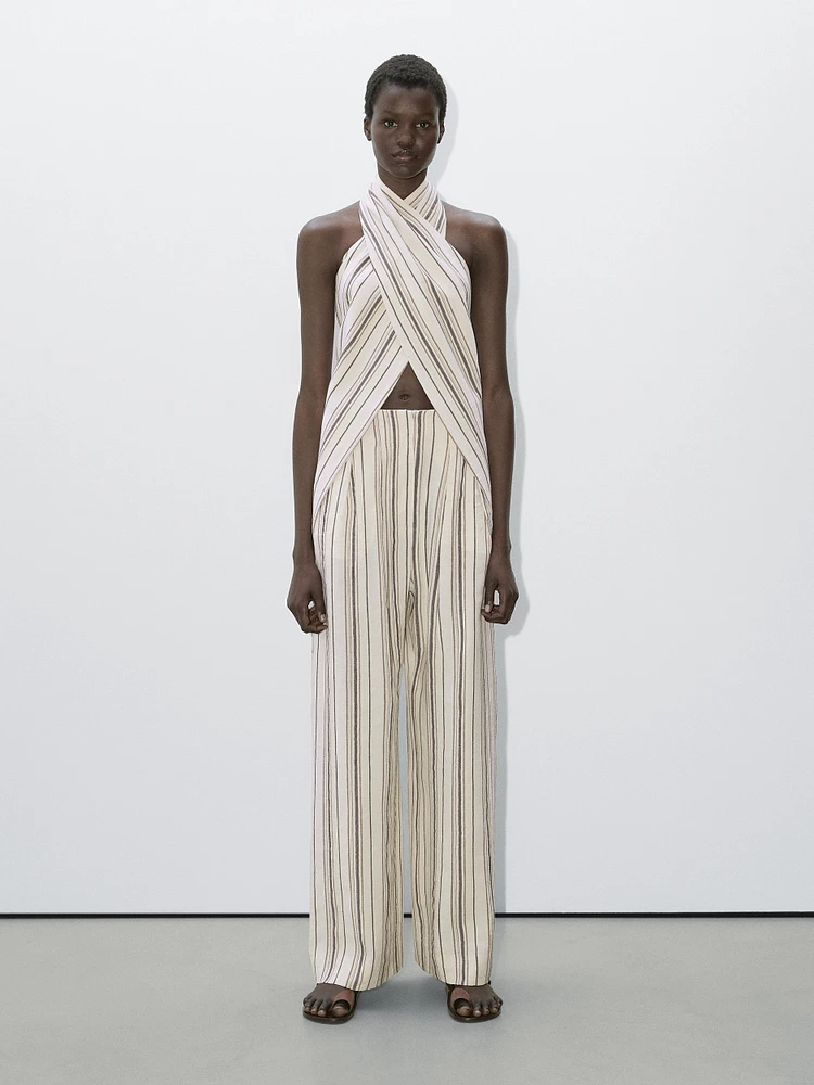 Striped flowing trousers with darts - Studio