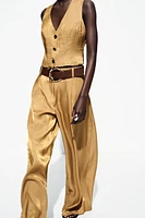 GOLD BUTTON SATIN EFFECT TOP