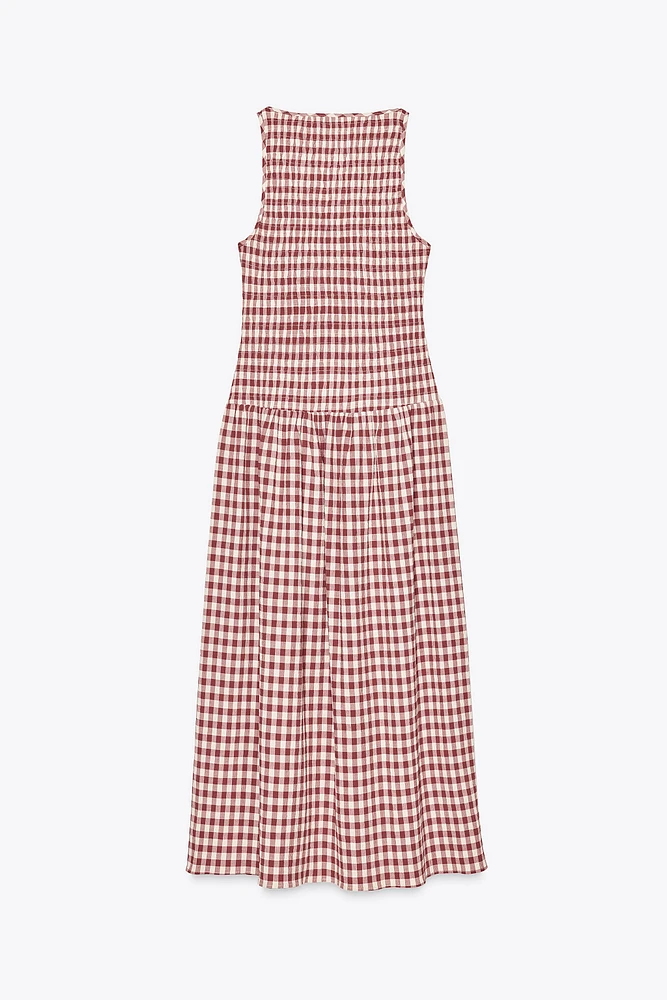 GINGHAM MIDI DRESS