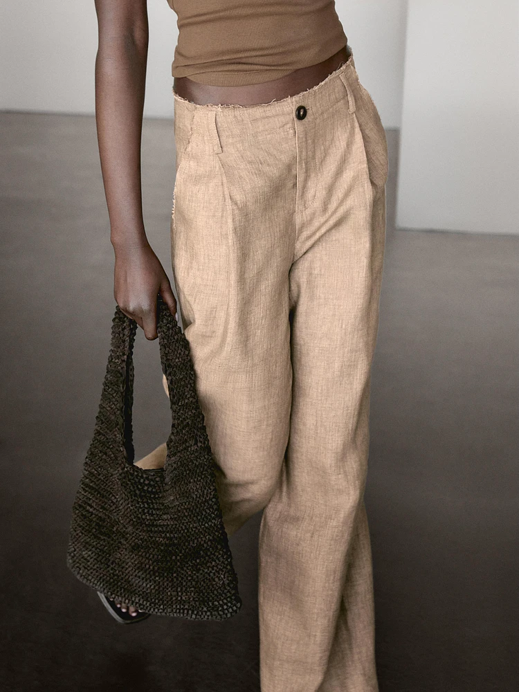 Pantalon fluide à pinces 100 % lin
