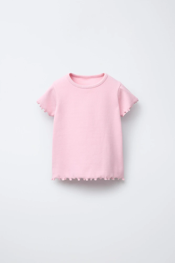 LOT DE DEUX T-SHIRTS CÔTELÉS À FLEURS