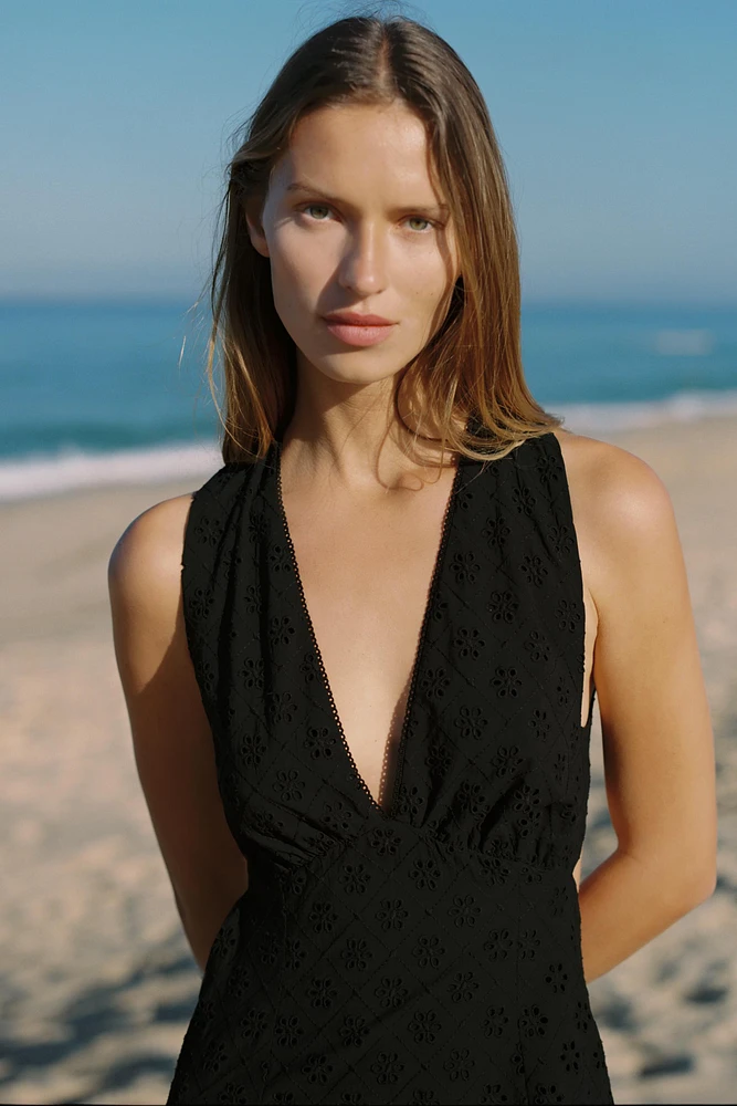 OPENWORK EMBROIDERED DRESS