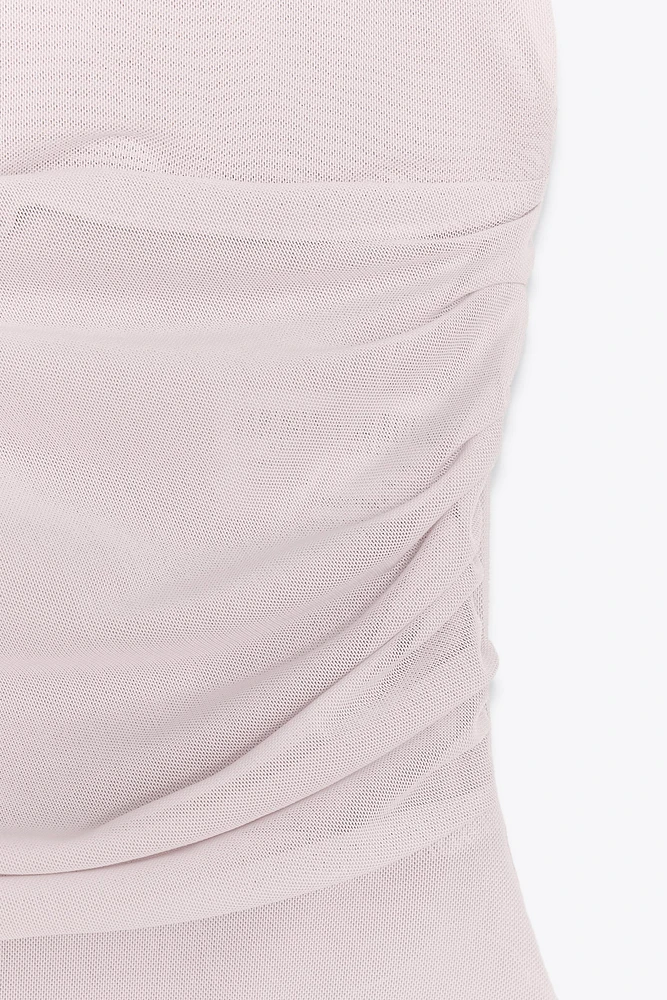 DRAPED TULLE BODYSUIT
