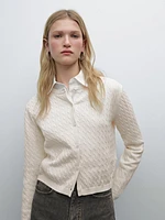 100% cotton cable-knit cardigan