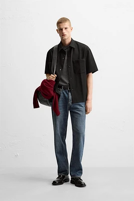 TEXTURED STRETCH OVERSHIRT