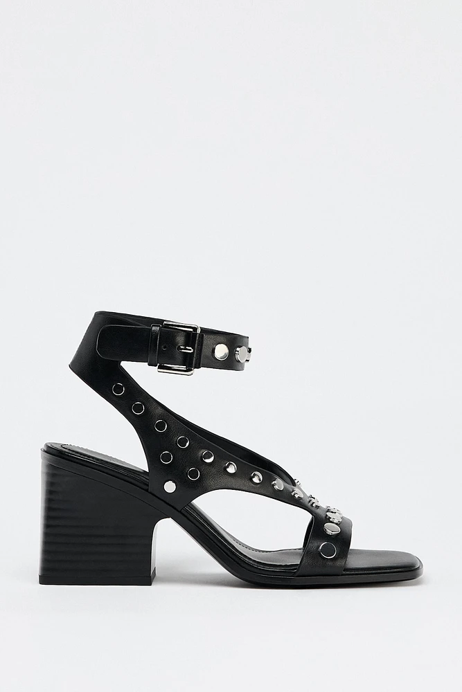 HIGH-HEEL STUDDED SANDALS