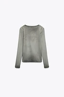 WASHED EFFECT POLYAMIDE T-SHIRT