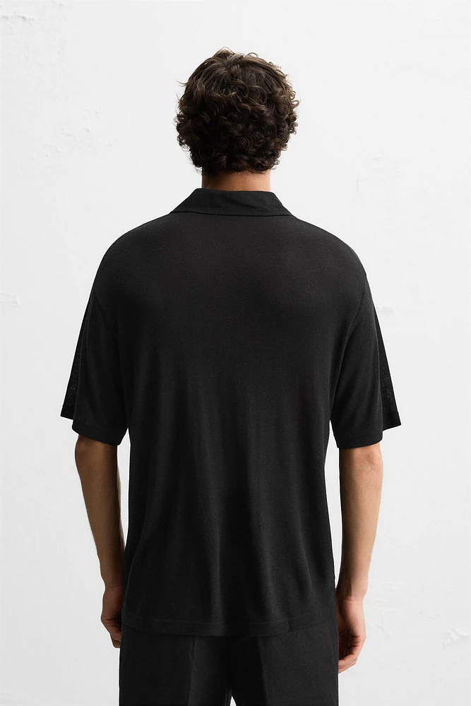 VISCOSE - LINEN POLO SHIRT