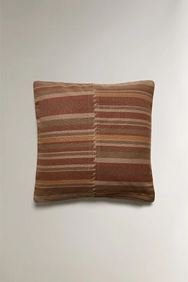 COTTON MULTICOLORED STRIPED THROW PILLOW COVER