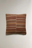 COTTON MULTICOLORED STRIPED THROW PILLOW COVER