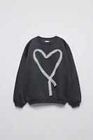 LACE HEART SWEATSHIRT