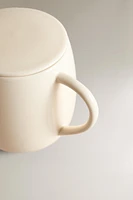 PLAIN STONEWARE TEACUP WITH LID