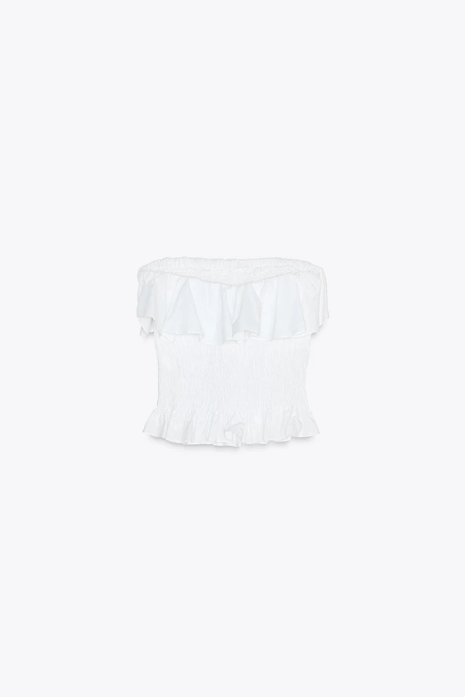STRAPLESS POPLIN TOP