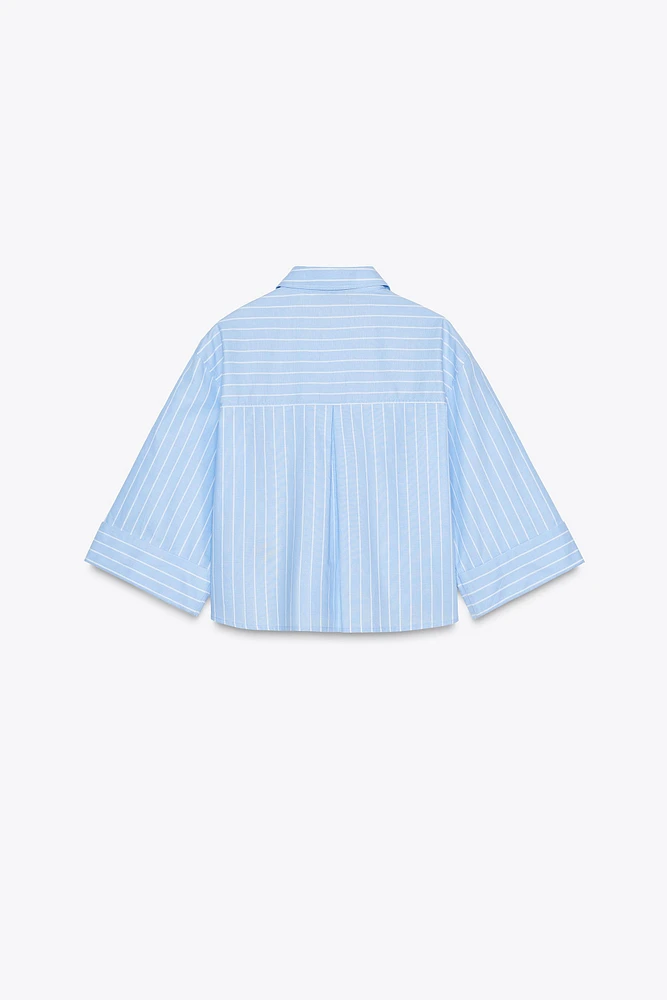 CROPPED WIDE SLEEVE OXFORD SHIRT