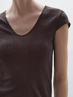 Pointelle cutwork T-shirt