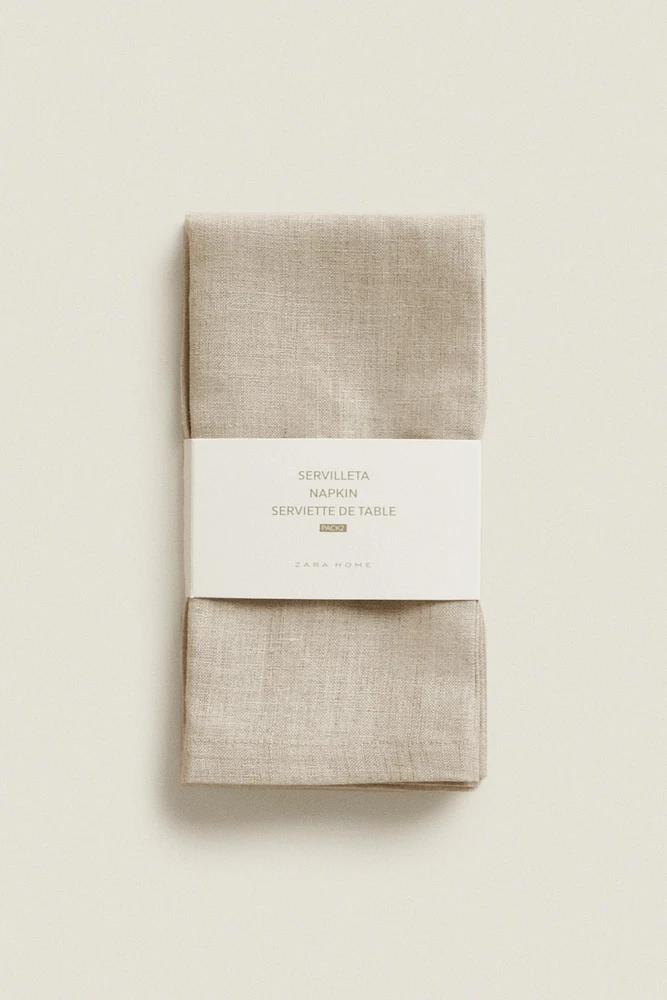 LOT SERVIETTES LIN COULEUR UNIE (LOT DE 2)