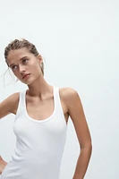 SLEEVELESS RIBBED COTTON T-SHIRT