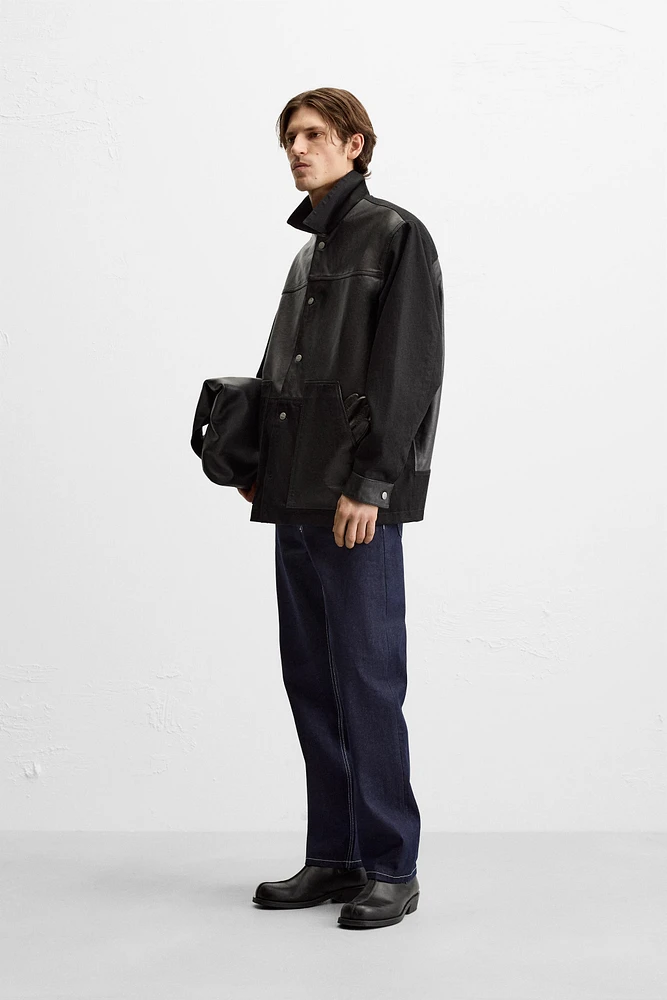 CONTRASTING LEATHER JACKET