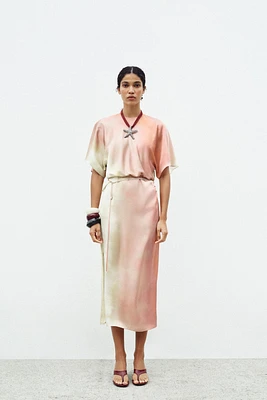 TIE DYE PRINT MIDI DRESS