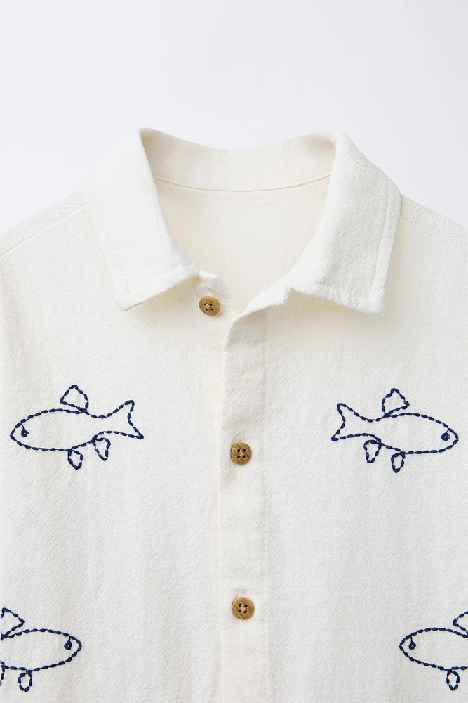 FISH EMBROIDERED SHIRT