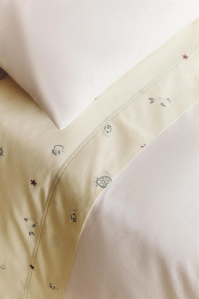 DRAP DE DESSUS ENFANT IMPRIMÉ MARIN