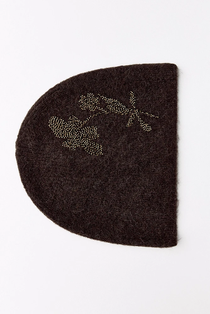 BEADED ALPACA WOOL BLEND BEANIE