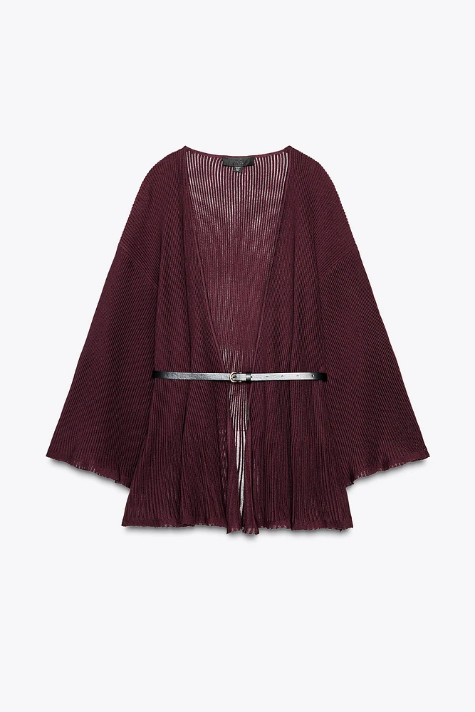 RIB KNIT CARDIGAN WITH BELT